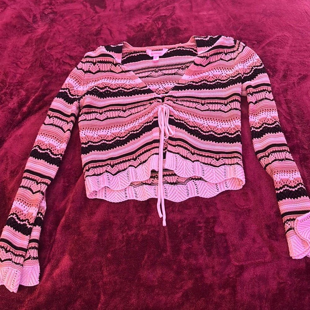 No Boundaries Pink and Black Knit Sweater